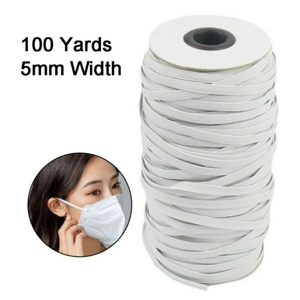 5mm Round Black/ White Elastic Cord 1-100 yards Face Mask Apparel DIY Headband